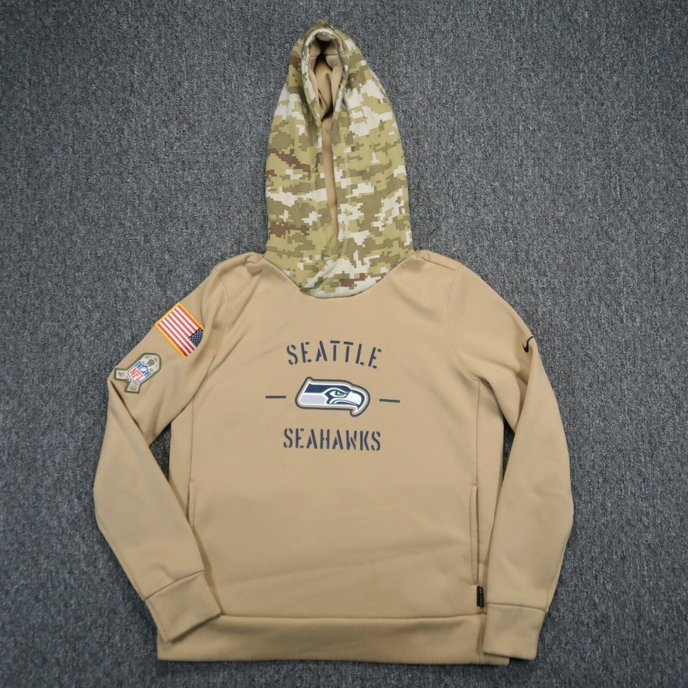 Seattle Seahawks Hoodie Adult Medium Brown Nike Salute To Service Dri Fit